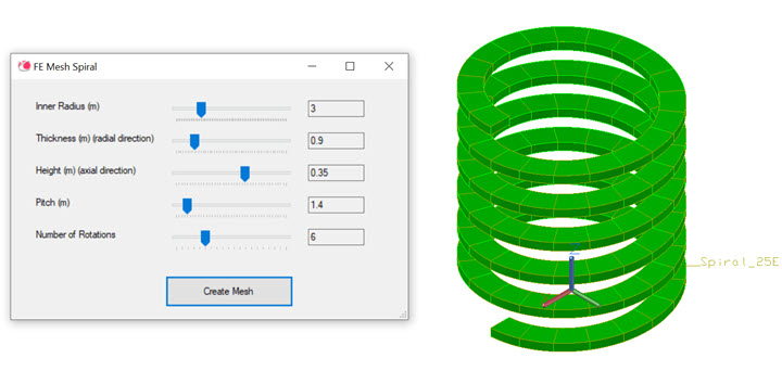 Demo to create curved elements in a spiral using OpenTD